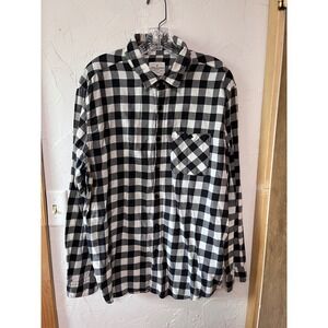 American Eagle Outfitters Classic Fit Black White Buffalo Plaid Flannel Shirt XL